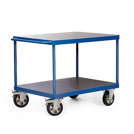 Protaurus Rotauro zware tafelwagen, 1000x700 mm, met 2 laadvlakken, 200 mm elastische rubberen wielen, 24-1060