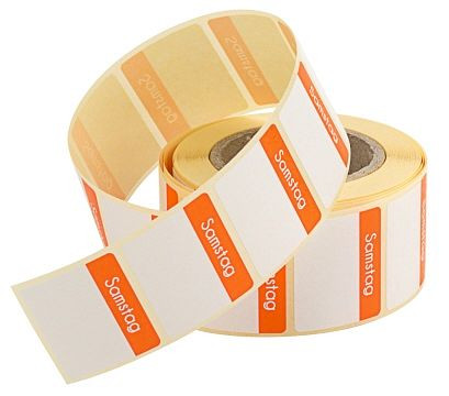 Etichete de contact portocaliu de sâmbătă, pachet de 500 la rolă, 4371/056