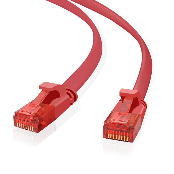Helos ultrapłaski kabel krosowy U/UTP Cat 6 czerwony 1,0m, 148743