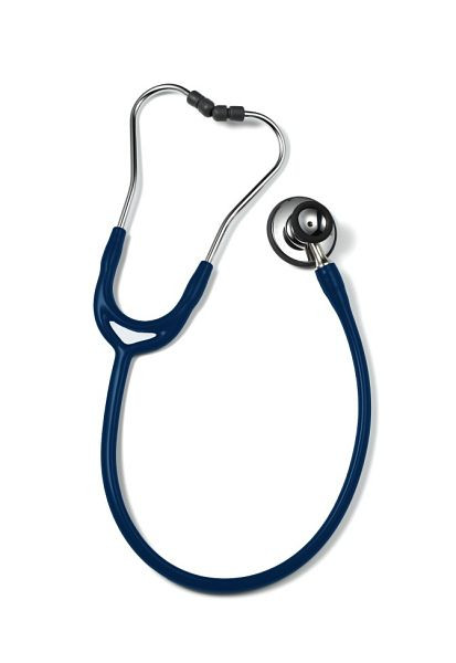 ERKA stethoscoop voor volwassenen met zachte oorstukjes, membraanzijde (dubbelmembraan) en trechterzijde, tweekanaalsslang Precise, kleur: marineblauw, 531.00020