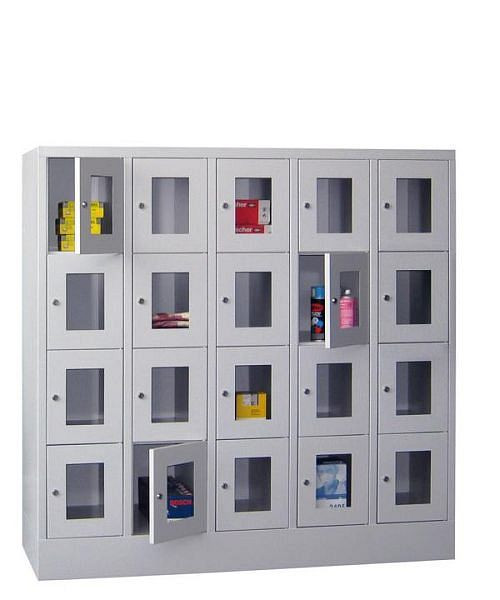 Šatní skříňky PAVOY se základnou, šířka přihrádky 300 mm, s průzorovými dveřmi, 21213-543-091