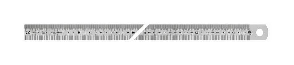 Vogel Németország acél vonalzó, B típus, 2000 x 30 x 1,0 mm, leolvasás balról jobbra, 1018020200
