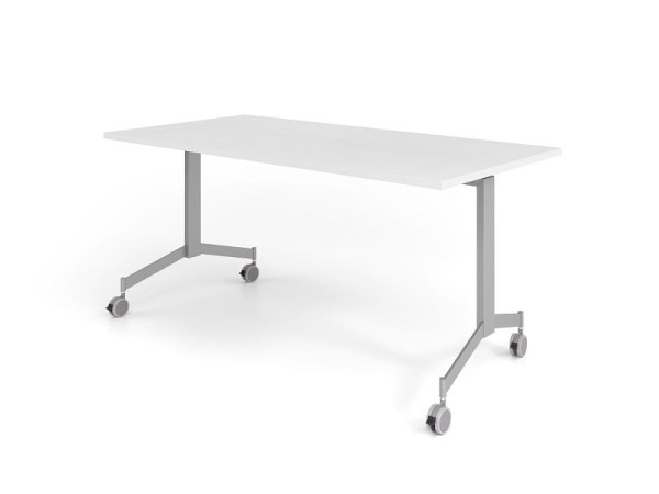 Hammerbacher pojízdný skládací stůl 160x80cm, bílý, stolová deska sklopná o 90°, VKF16/W/S