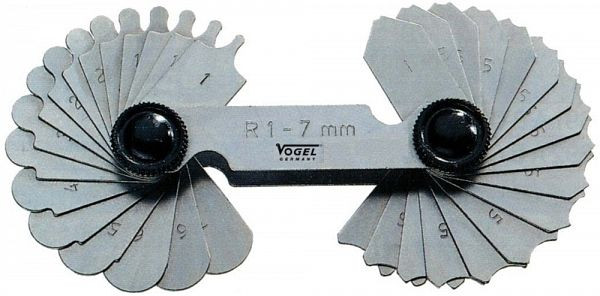 Modelo de raio Vogel Germany, inoxidável, 1,0 - 7,0 mm, 34 folhas, 472115