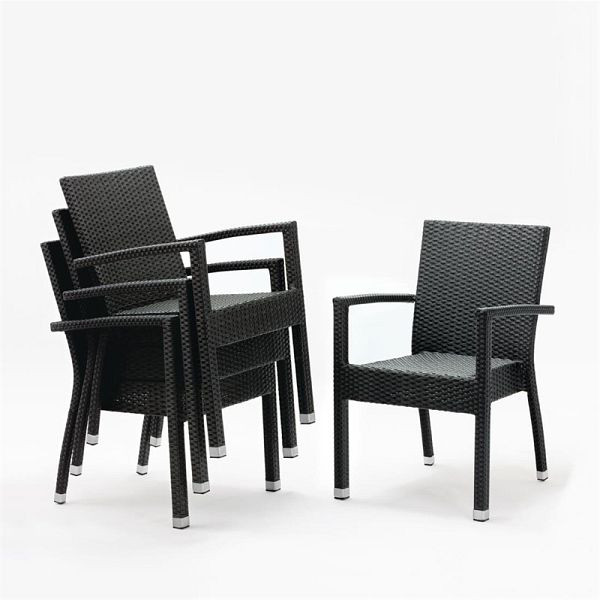 Cadeiras Bolero em vime com braços antracite, PU: 4 peças, DL477