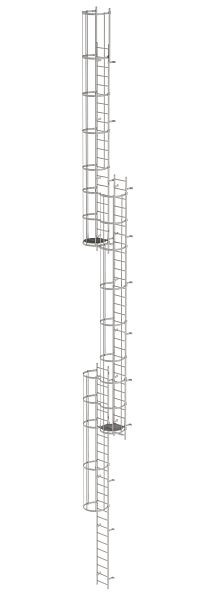 Munk Günzburger Steigtechnik Meerdelige vaste ladder met rugbescherming (noodladder) roestvrij staal 18,84m, 530265