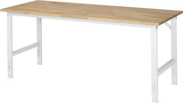 Stół roboczy z serii RAU Tom (6030) - blat z litego drewna bukowego z regulacją wysokości, 2000x760-1080x800 mm, 06-625B80-20.12