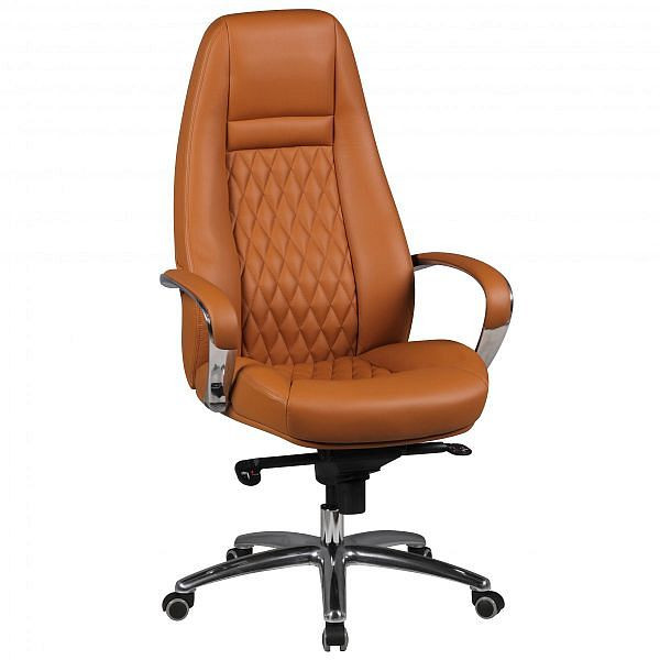 Krzesło biurowe Amstyle Austin z prawdziwej skóry, karmelowe, SPM1.299
