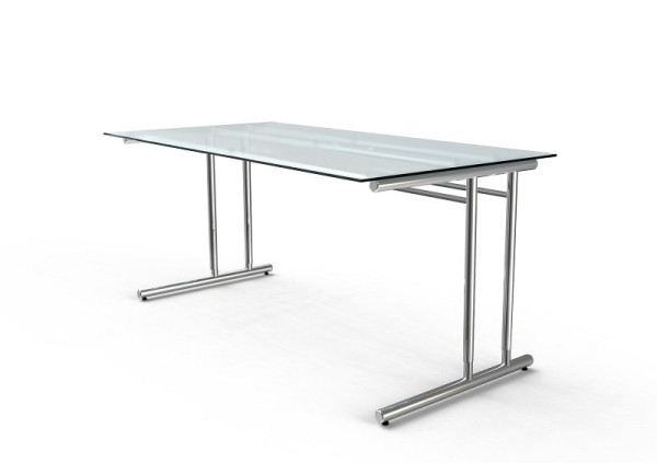 Kerkmann psací stůl Š 1600 x H 800 x V 680-820 mm, Artline, sklo, 11764982