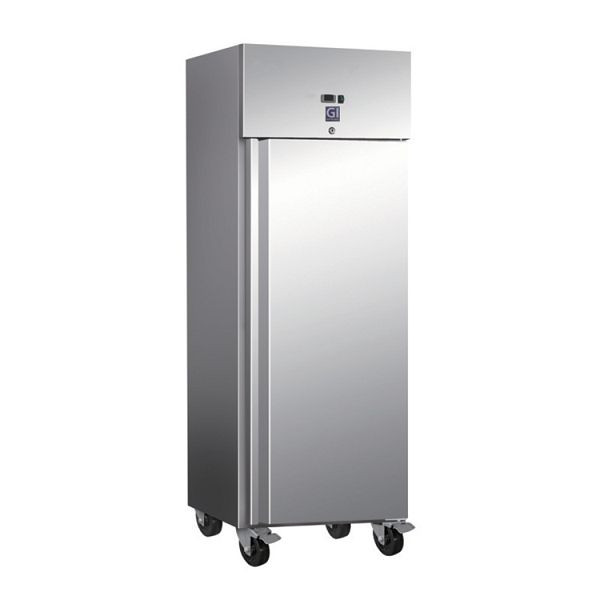 Gastro-Inox ruostumaton teräs 600 litran jääkaapin staattinen jäähdytys tuulettimella, nettotilavuus 537 litraa, 201 002