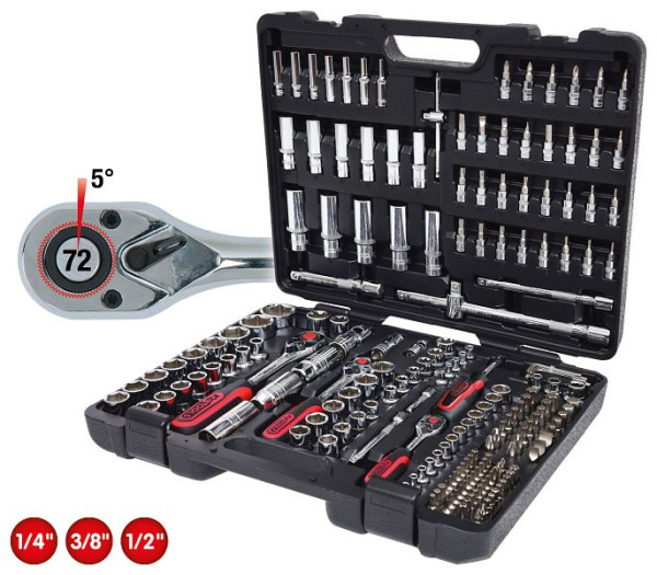 Set chei tubulare KS Tools 1/4"+3/8"+1/2" CHROMEplus, 195 bucăți, 918.0795