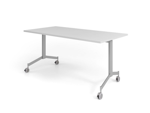 Hammerbacher pojízdný skládací stůl 160x80cm, šedý, deska stolu sklopná o 90°, VKF16/5/S