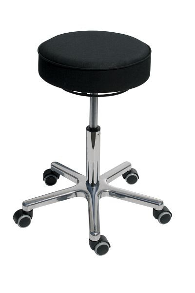 Taburet Lotz, imitace kůže sedák černý, výška sedáku 540-720mm, hliníkový podstavec, kolečka, 3861.1-10