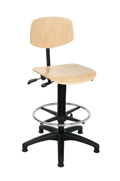 Pracovní židle Lotz "Série Comfort" bukový sedák a opěrák, výška sedáku 495-680 mm, včetně podnožky, 8535.02