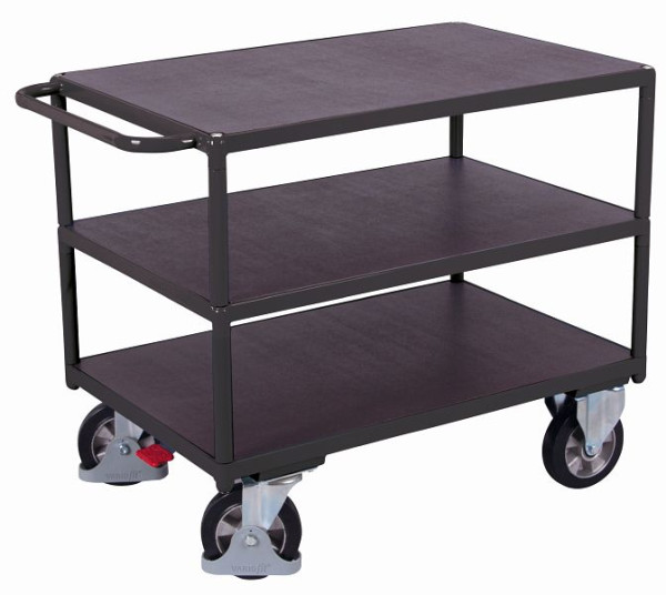 Carrinho de mesa resistente VARIOfit com 3 áreas de carga, dimensões externas: 1.190 x 700 x 925 mm (LxPxA), sw-700.617/AG