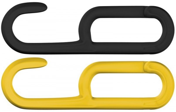 Dörner + Helmer PE-Kunststoff-Einhängehaken/Schnellverbinder (SB-Box), schwarz, gelb für 6 mm Kette, VE: 6 Stück, 4810404