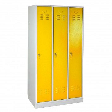 ADB šatní skříň &quot;Regular&quot; 3dveřová, rozměry (VxŠxH): 1775x890x500 mm, barva korpusu: světle šedá (RAL 7035), barva dveří: řepková žlutá (RAL 1021), 40900