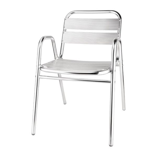 Krzesła bistro Bolero z podłokietnikami aluminium, opakowanie: 4 szt., U501