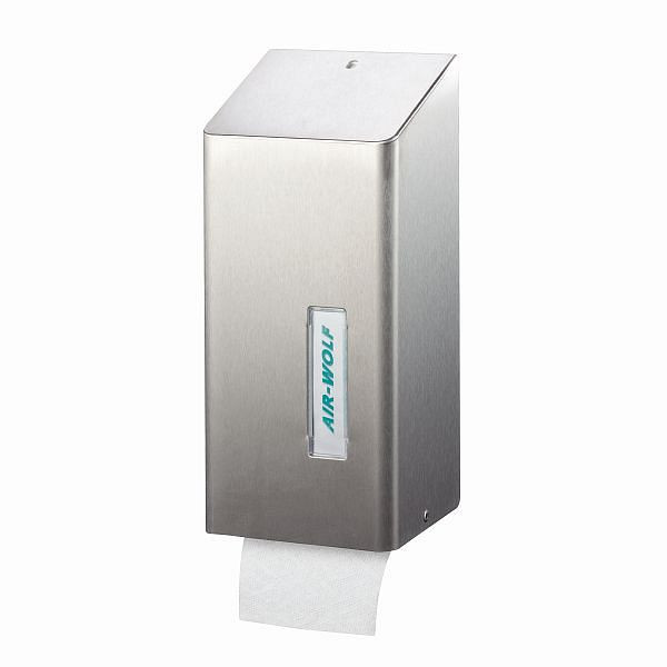 Air Wolf toiletpapierdispenser voor losse vellen, Omega-serie, H x B x D: 300 x 143 x 116 mm, gecoat roestvrij staal, 29-030