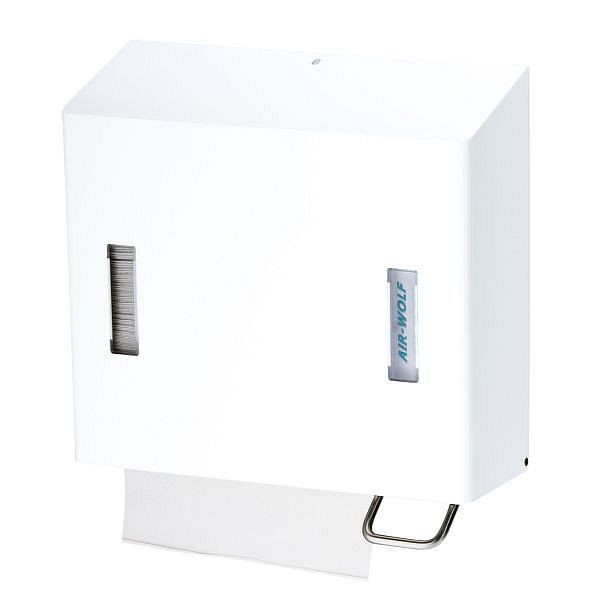 Air Wolf schuimzeep- en papieren handdoekdispenser, Omega-serie, H x B x D: 377 x 377 x 163 mm, wit roestvrij staal, 29-472