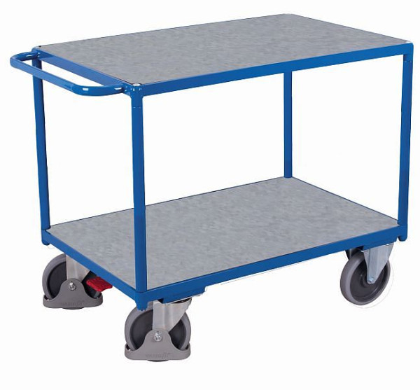 Wózek stołowy VARIOfit Heavy z 2 powierzchniami ładunkowymi z blachy cynkowej, wymiary zewnętrzne: 1390 x 800 x 920 mm (szer. x gł. x wys.), sw-800.505