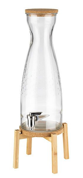 Δοχείο ποτών APS -FRESH WOOD-, 23 x 23 cm, ύψος: 56,5 cm, γυάλινο δοχείο, βρύση από ανοξείδωτο χάλυβα, καπάκι από φελλό, 10430