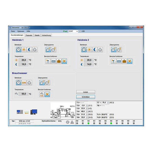 Solarbayer D30 Control, software voor controllerinstellingen, 520201500