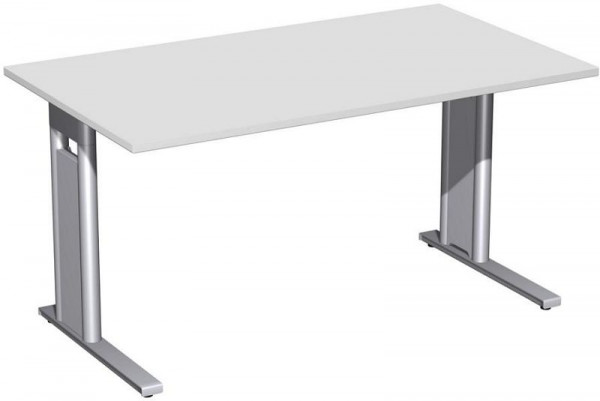 geramöbel skrivebord, fast, C fodpanel valgfri, 1400x800x720, lys grå/sølv, N-648145-LS