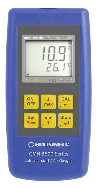 Greisinger GMH 3692 levegő oxigén mérő készülék érzékelő nélkül, 605919